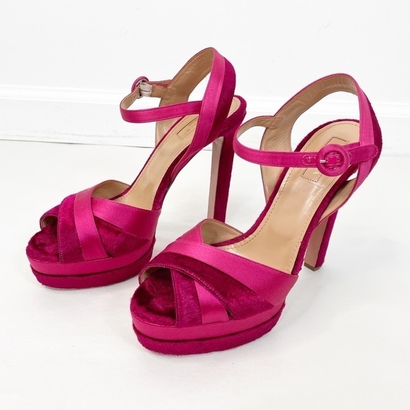 Aquazzura Satin Velvet Coquette Platform Heels - Picture 5 of 7